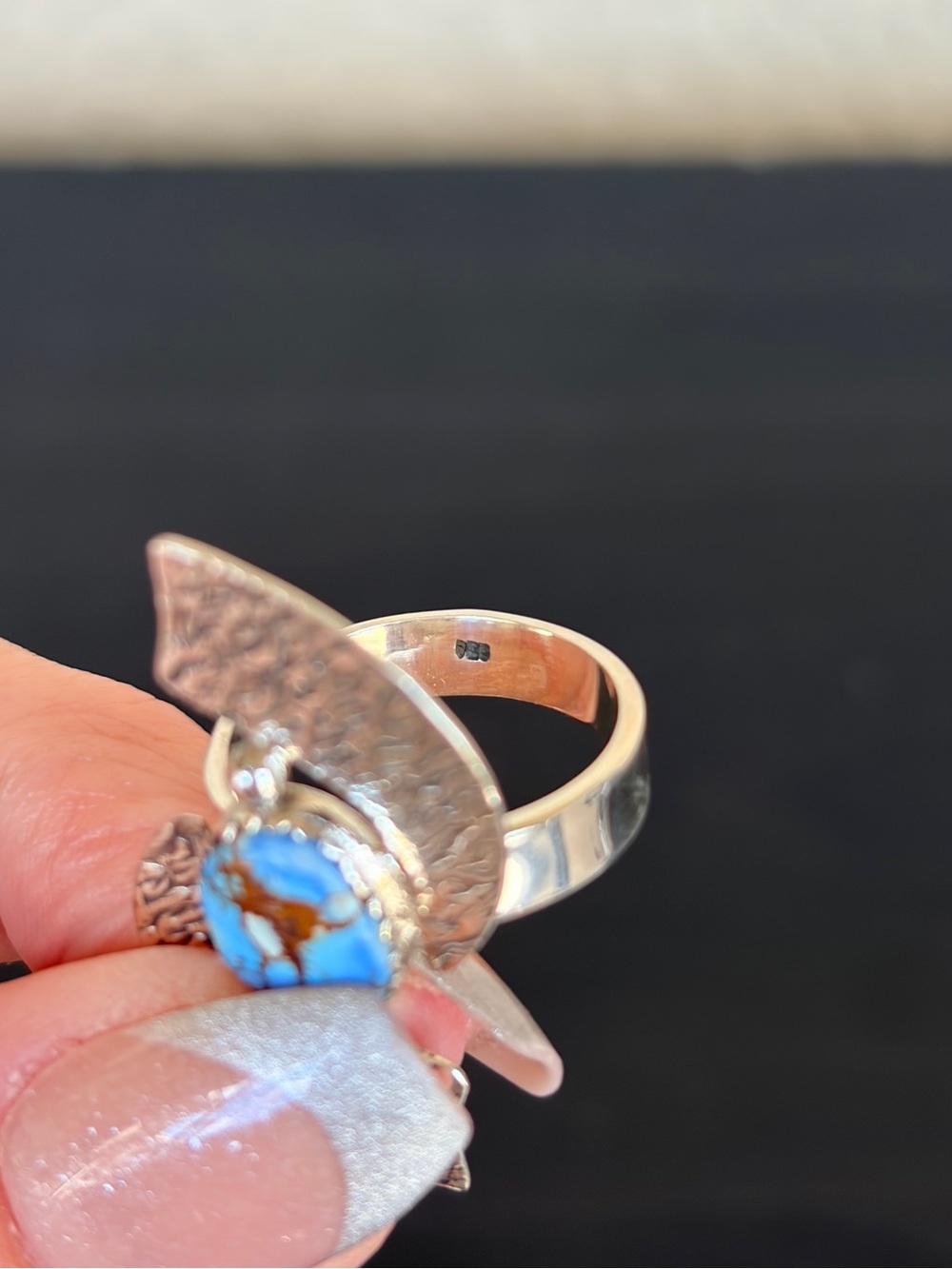 925 Sterling Silver Golden Hills Turquoise Stone Ring - Picture 9 of 11